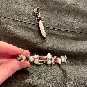 COPY - Atisan Original Garnet and Freshwater Pearl Pendant and Bracelet Set